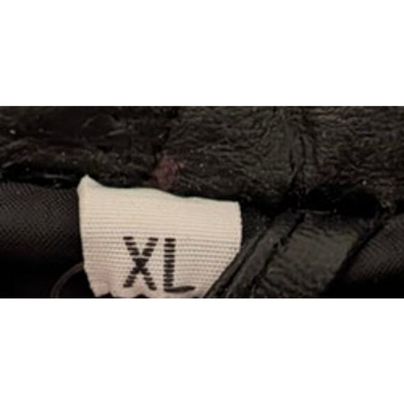 Canyon Creek Vintage Black Leather Belted Button-Up Women's Coat Jacket Patch XL - Picture 4 of 5